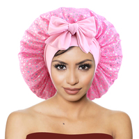 Bonnet de nuit pour femme de grande taille avec lien réglable, couleur bonbon, bonnet en satin à paillettes.