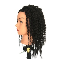 Tête de mannequin pour la formation en coiffure, 16 pouces, noire, cheveux bouclés, 100% cheveux humains, pour la pratique du coiffage
