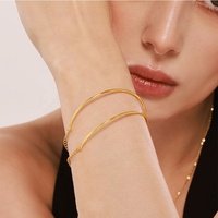Bijoux minimalistes à la mode de style Ins Bracelet fin en acier inoxydable plaqué or PVD 18 carats pour filles