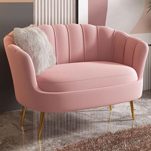 Sofá mecedora de terciopelo de madera de metal de lujo nórdico moderno conjunto de tela de espera acento salón muebles sala de estar sofá <span class=keywords><strong>Silla</strong></span> de casa - Product Image 4