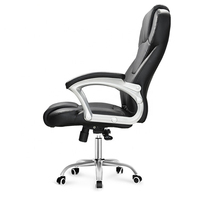 Chaise de bureau exécutive ergonomique moderne à dossier haut avec accoudoirs fixes pivotants en cuir véritable