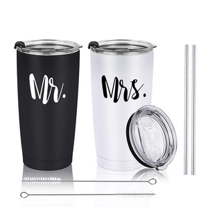 Ensemble de gobelets Laserable pour mariée Coffret cadeau Mr Mrs Couple Bouteille d'eau en acier inoxydable Gobelet isolé pour mariée de mariage - Product Image 2