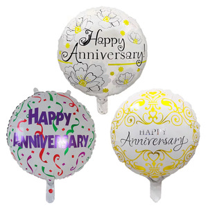 Globo Redondo de Helio de 18 Pulgadas con la Leyenda 'Feliz Aniversario' para Decoración de Fiestas de Cumpleaños y Bodas - Product Image 1