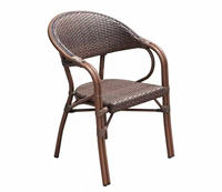 Ensemble de table et 6 chaises de bistrot parisien modernes, durables et imperméables, meubles de jardin extérieur, chaises en aluminium et rotin