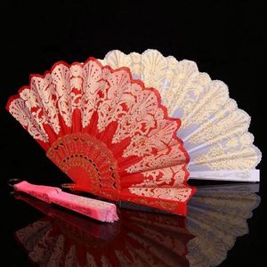 Abanico Plegable Deportivo de 23 cm, Ecológico y Duradero, con Logotipo Personalizado, Diseño de Flores con Polvo Dorado, de Plástico, para Bodas y Fiestas - Product Image 3