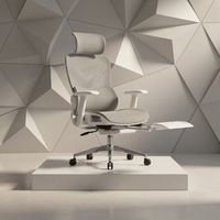 Chaise de bureau de luxe moderne à dossier haut en maille avec design ergonomique confortable, appui-tête réglable, fonction pivotante et repose-pieds inclus