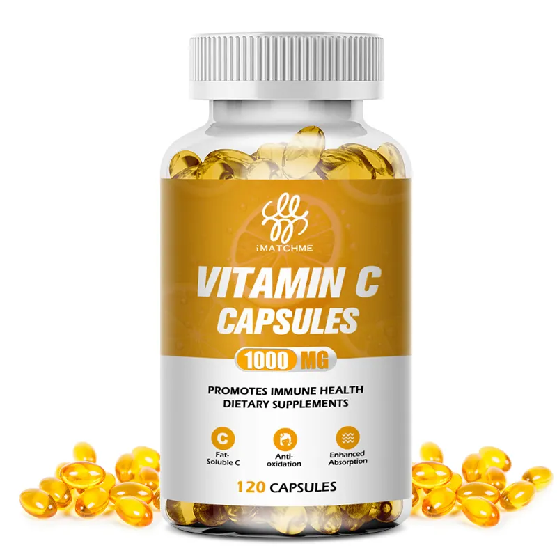 Marque privée 120 pièces Capsules de gélules à base de vitamine C faible en quantité minimale de commande végétaliens Complément alimentaire pour le sport