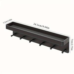Porta Llaves de Plástico para Pared, Decorativo, con 6 Ganchos, Organizador de Correo y Llaves, Color Negro - Product Image 4