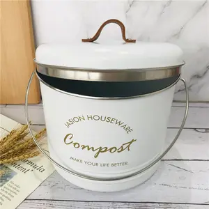 Custom Indoor Composting Food Waste Pail 3-5 Litre Countertop Recycling Bin Odour Proof Iron And Bamboo For Kitchen Storage