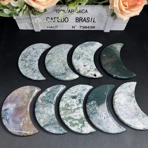 Venta al por mayor de cristal natural pulido encabezado piedra <span class=keywords><strong>verde</strong></span> musgo ágata cristal Lunas para la decoración del hogar - Product Image 1