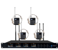 Microphone sans fil Aidi avec quatre casques pour performance professionnelle UHF sur scène de conférence, sacoche de transport pour casque d'usine, excellent état