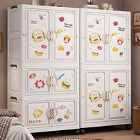 Armoire en plastique pliable avec roulettes, armoire de rangement à motifs de dessins animés (empilable et multi-niveaux)
