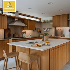 Diseños de Cocinas Modernas de Lujo, Nuevos Gabinetes de Cocina Personalizados de Madera de Nogal Macizo para Villa - Product Image 1