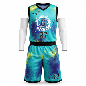 Groothandel OEM Basketbal Uniform Set 100% Polyester Sneldrogend Ademend Op Maat Ontworpen Sportkleding Jersey + Shorts Rechtstreeks Van De Fabriek - Product Image 1