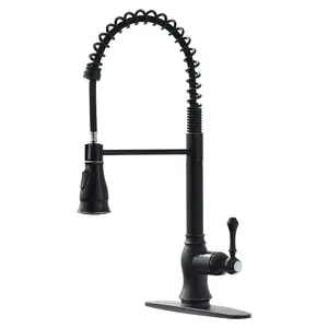 Unique pull down kitchen sink mixer taps single hole black spring kitchen faucets with deck plate