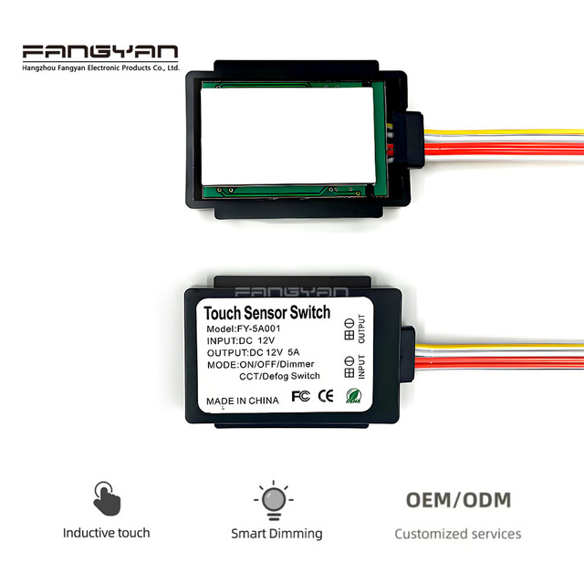 DC12V 5A 60W Single Button Three Color LED Dimmer Touch sensors Switch Cosmetic Mirror Inductive Switch with Defogging Option