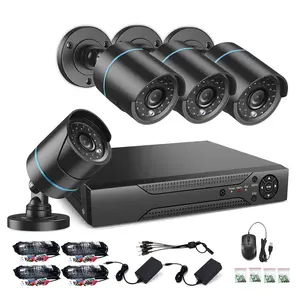 4Ch Home Security Night Vision Ahd Nvr Cctv Camera Kit With 4pcs Outdoor Waterproof H.264 720p 1080p Camera