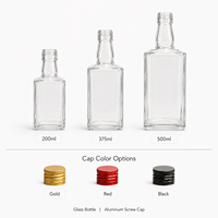 Bouteille à liqueur carrée personnalisée 200ml 375ml 500ml en verre avec bouchon en aluminium pour whisky, brandy, vodka – OEM ODM Vente en gros