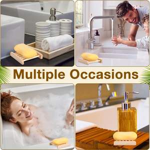 จานสบู่ทำจากไม้ไผ่ถาดวางสบู่ไม้สำหรับห้องครัวที่ระบายน้ำได้ด้วยตัวเองสำหรับห้องน้ำจำนวนมาก - Product Image 4