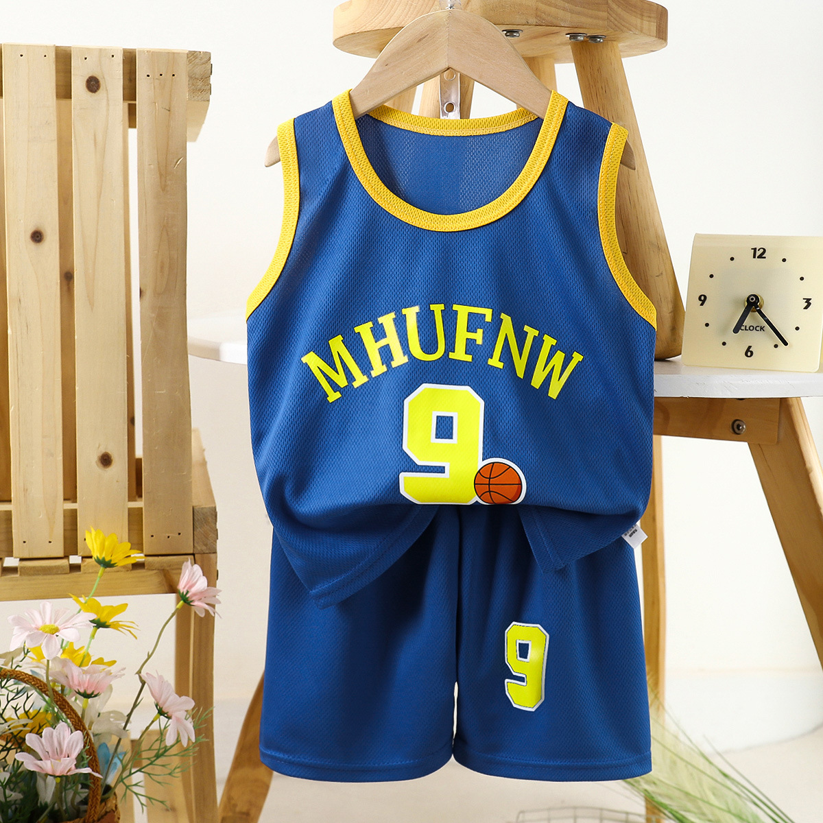 Canotta in jersey blu n. 9