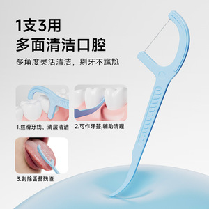 Hilo Dental de 8cm, Limpiador Bucal Multiusos de Plástico para Limpieza de Dientes y Lengua - Product Image 1