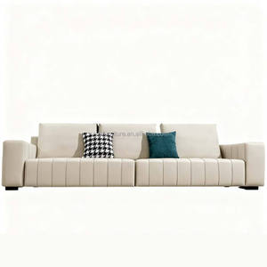 Piano <b>Key</b> Style <b>Square</b> Genuine Leather Sectional Sofa Set for Villa Living Room Three-seater Customizable in Color and Size - Product Image 3