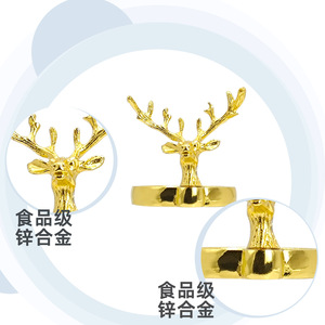 Golden Deer Head Napkin Rings Food Grade Zinc Alloy Christmas Decorations - Product Image 1