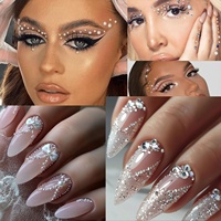 Perles de gelée 3D demi-rondes brillantes de tailles variées en boîte, 6 ou 12 compartiments, pour décoration de manucure et strass pour nail art