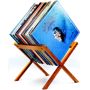 Vinyl Record Rack Bamboo Wooden Album Stand Lp Vinyl Record Storage Rack Holder
