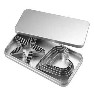 Silver Plain Rectangular Shape Metal Tin Box for cookie cutters cake mould baking pans