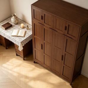 Modern Wooden <b>Wardrobe</b> with Shaker Doors Hinged Solid Wood Handles Freestanding <b>Large</b> Capacity Bedroom Furniture - Product Image 2
