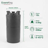 Fût à bière 15L sans gaz CO2, haute pression 20 bars, série Ecorekeg Premium, durée de conservation de 12 mois, idéal pour la brasserie artisanale
