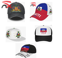 Casquette de baseball réglable de luxe avec logo personnalisé, drapeaux nationaux haïtiens, protection solaire pour hommes et femmes