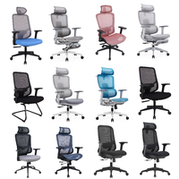 Fauteuil de bureau pivotant de style moderne avec base inclinable et accoudoirs réglables en hauteur, chaise de bureau ergonomique en maille réglable