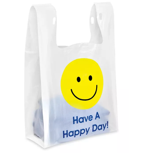 Wholesale new function Grocery <b>plastic</b> tote bag scented clear <b>plastic</b> bag with handle thank you logo - Product Image 2