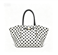 Grand sac fourre-tout à imprimé pois pour femme, sac à main à poignée supérieure avec fermoir métallique, sac à bandoulière décontracté pour le travail et les voyages