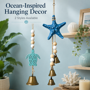Campana de Viento Mediterránea de Madera con Diseño de Velero, Hipocampo y Estrella de Mar, Colgante Decorativo para el Hogar, Adorno Colgante para Decoración de Patio - Product Image 3