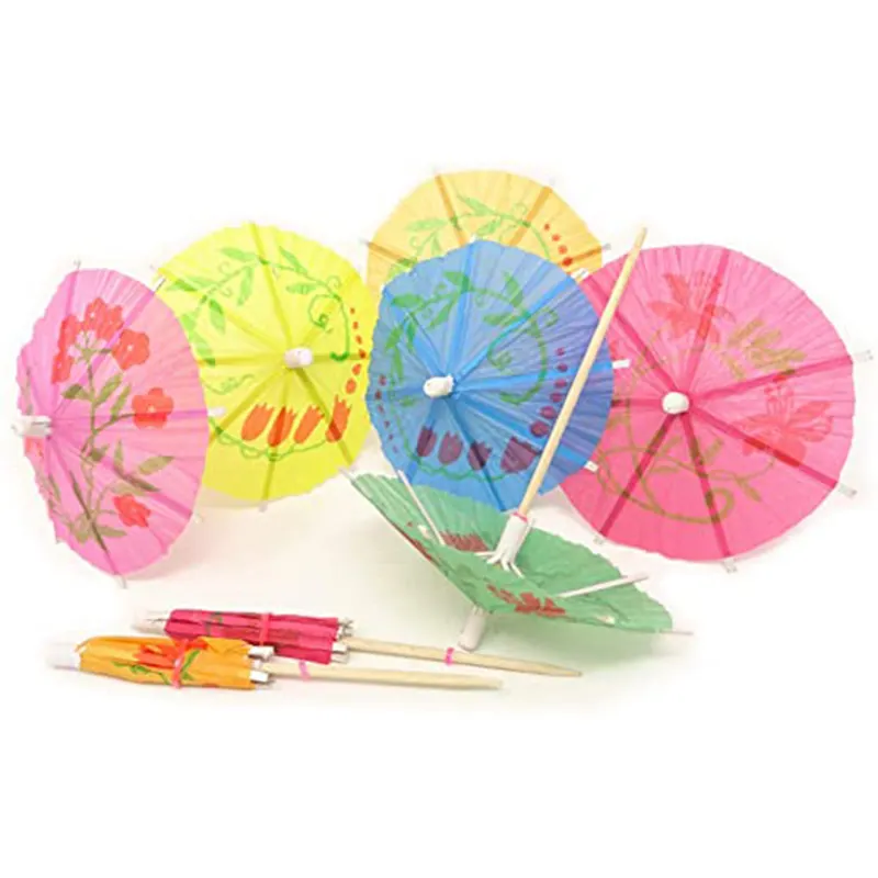 NEWELL Wholesale Disposable Decorative Creative Paper Cocktail Umbrella Picks Customized Paper Umbrella Toothpick for Food