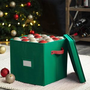 Caja de Almacenamiento Navideña Oxford con Tapa, Contenedores de Almacenamiento de 4 Niveles para 64 Bolas de Adorno Navideñas - Product Image 2