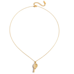 Collier avec pendentif en forme de raquette de tennis, chaîne en câble de 1,2 mm, logo personnalisé Lincy, nouvelle qualité de bijoux, bon prix - Product Image 1