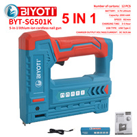 BYT-SG501K Pistolet agrafeur électrique sans fil 5-en-1 à batterie, vente chaude usine, pour meubles, menuiserie, bricolage