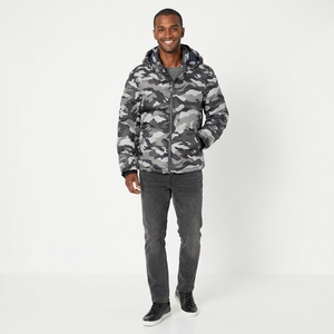 Blouson matelassé personnalisé en toile pour homme, couleur unie, respirant, séchage rapide, col montant, logo frontal, style urbain, hiver - Product Image 1