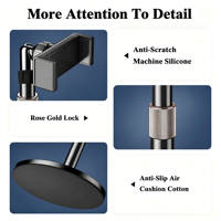 Support de téléphone de bureau en métal télescopique de luxe en acier au carbone avec logo personnalisé, base ronde et hauteur réglable