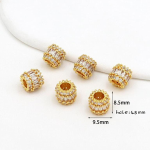 18K Gold-Plated Brass <strong>Bead</strong> Caps Zircon Through-Hole Slim-Waist Design Crystal <strong>Bracelet</strong>/Necklace DIY Jewelry Finding for Necklace - Product Image 4
