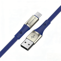 Câble USB-A vers Type-C personnalisé, câbles de charge rapide 2.4A, câbles plats tressés durables pour téléphone, tablette, appareil photo