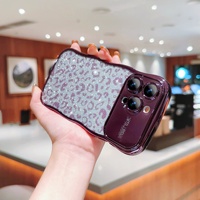 Étui de protection en TPU électroplaqué à motif vague, imprimé léopard et pailleté, pour iPhone 17 Pro Max et iPhone 15