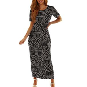 Mode noir motif Tribal femmes 2 pièces tenues d'été col rond débardeurs moulante Midi jupe ensemble dames robe pour église - Product Image 1