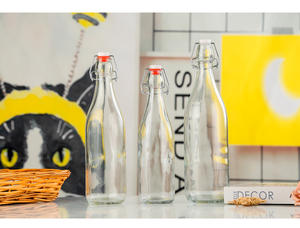 Verre à vin transparent 1l, 500ml, 750ml, à fond plat, couvercle pivotant, pour boisson, bouteille de vin, avec bouchon à clip étanche - Product Image 5