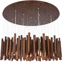 Lustre LED en bois à suspension avec interrupteur, couleur bois foncé, pour café – Excellent rapport qualité-prix