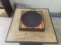 Table de foyer à gaz rectangulaire moderne en acier et fer rotin pour jardin et chauffage au propane